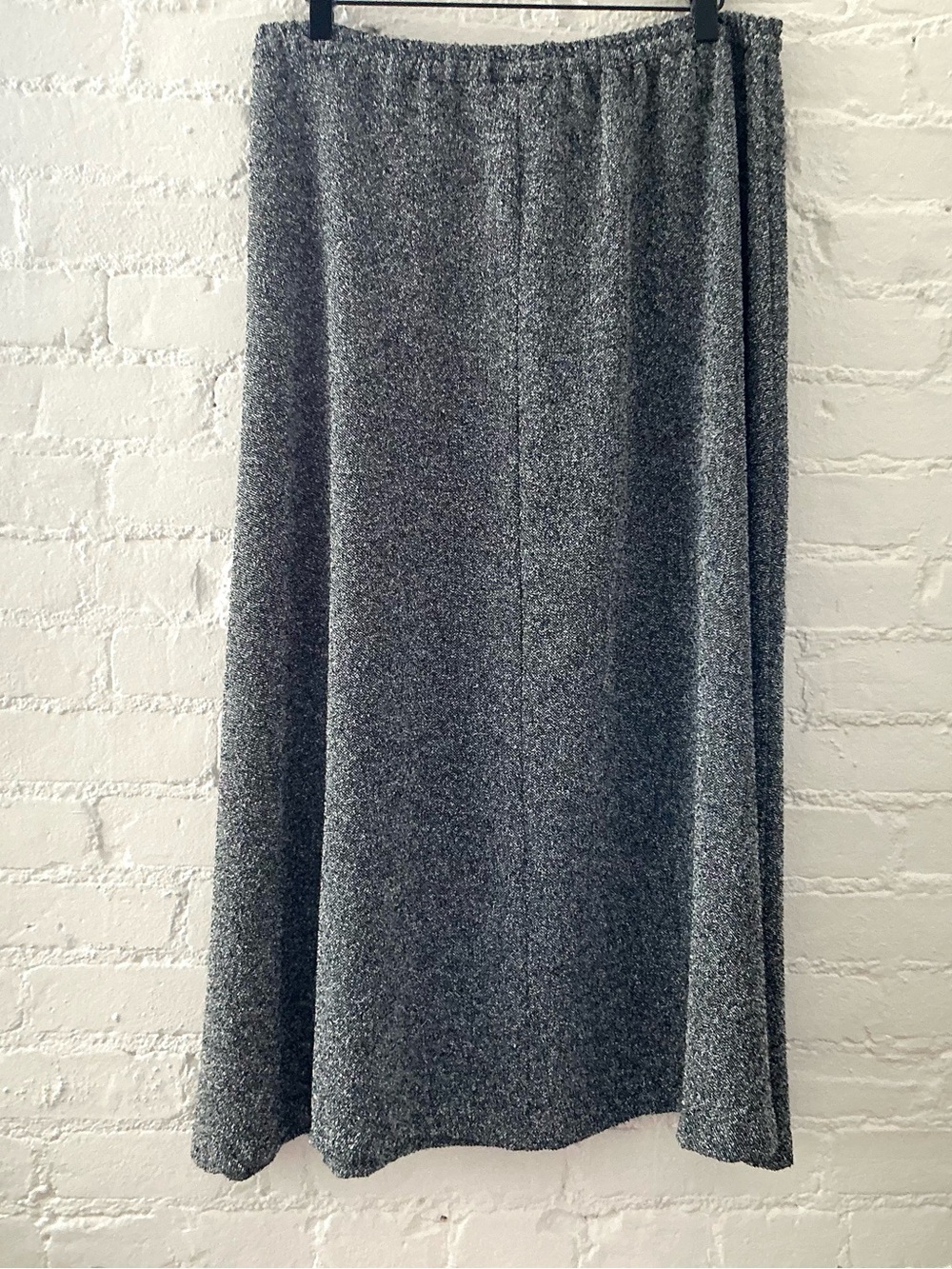 Vintage 90s BFA Classics Gray Black Textured Knit Midi Skirt Elastic Waist L - Picture 7 of 11